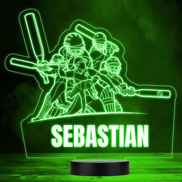 Cricket Players Bats Helmets Kit Sports Fan Personalized LED Lamp Color Night Light