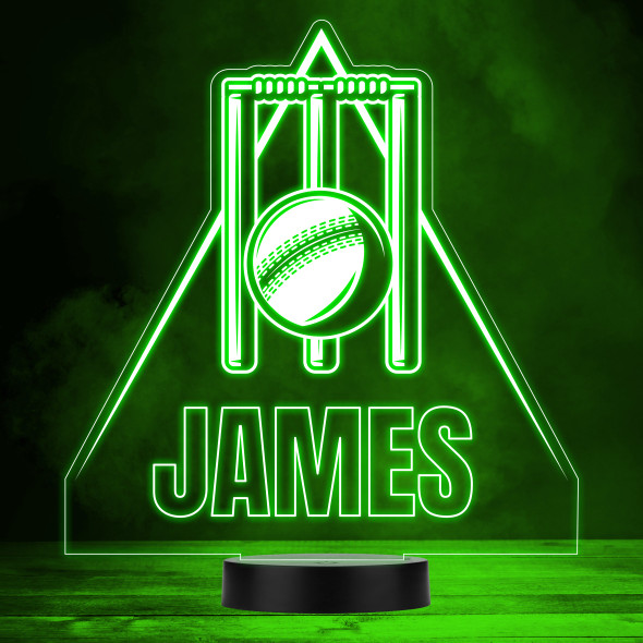 Cricket Stumps & Ball Sports Fan Personalized Gift Color Changing Lamp Night Light