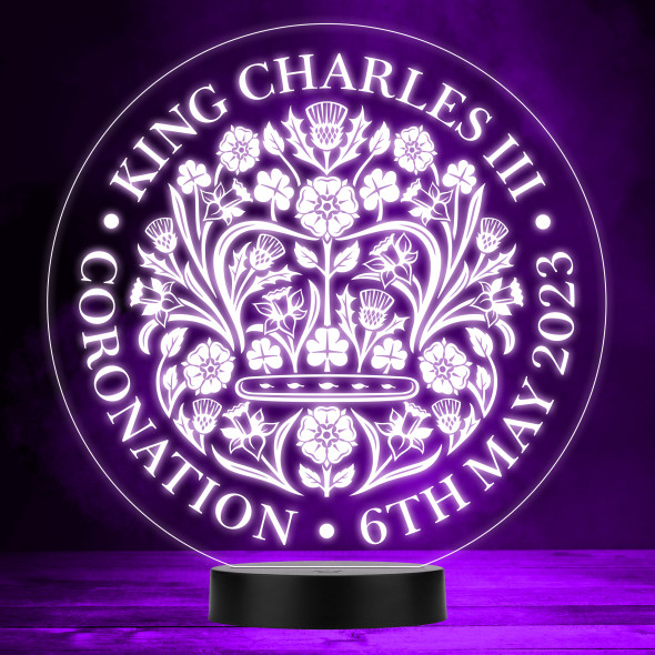 King Charles III Official Coronation Emblem Souvenir LED Lamp Color Night Light