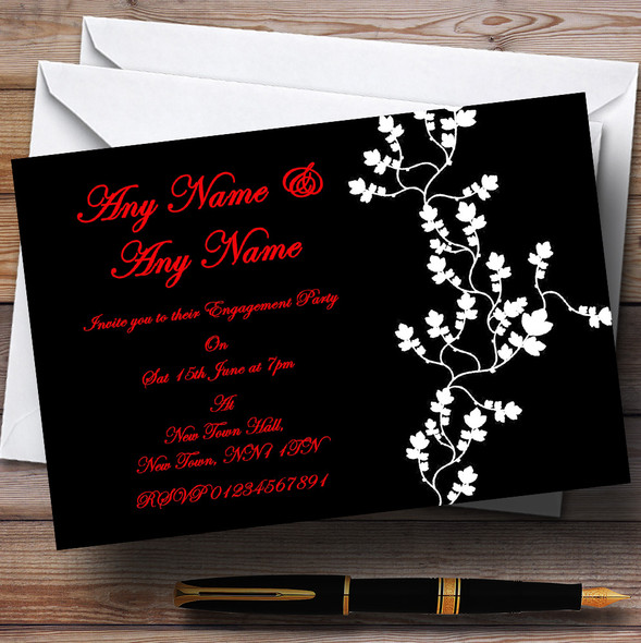 Black White Red Engagement Party Personalized Invitations