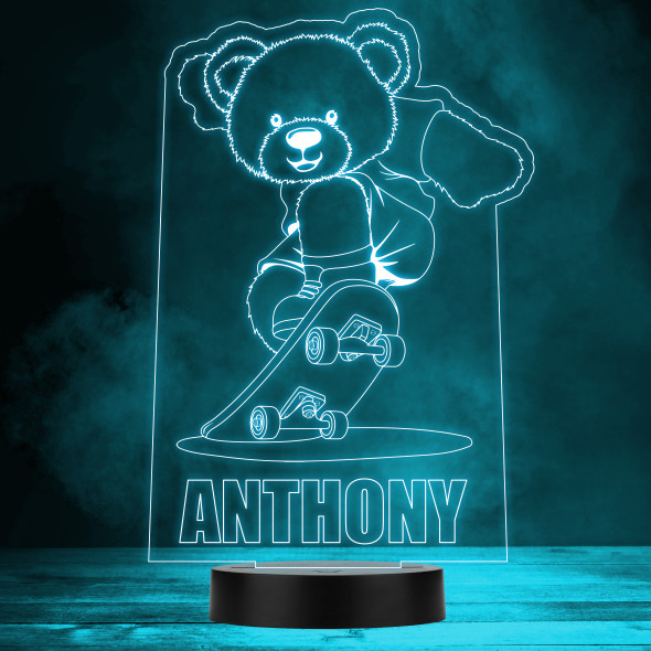 Cool Teddy Bear On Skateboard LED Lamp Personalized Gift Night Light