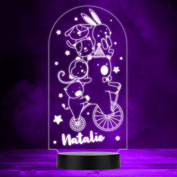Cute Baby Animals On the Vintage Bicycle LED Lamp Personalized Gift Night Light