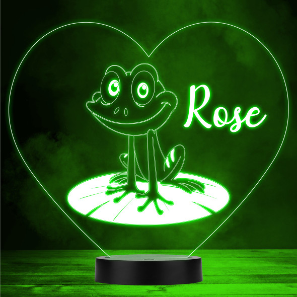 Cute Frog Sitting On Leaf Color Changing LED Lamp Personalized Gift Night Light