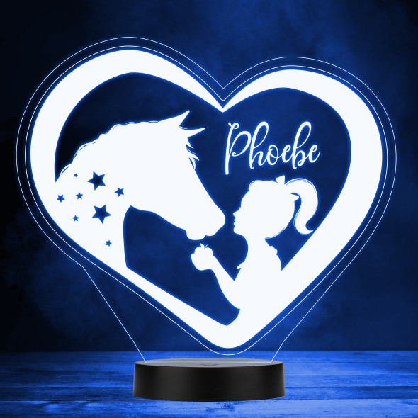 Horse & Girl Heart Silhouette Stars LED Lamp Personalized Gift Night Light