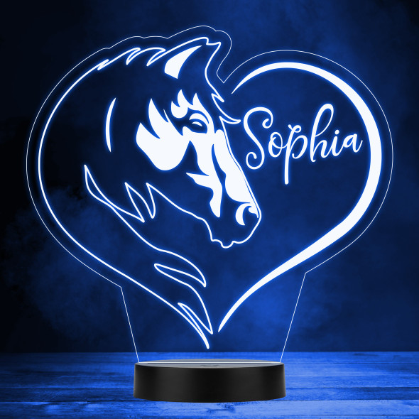 Horse Head In Heart Color Changing LED Lamp Personalized Gift Night Light