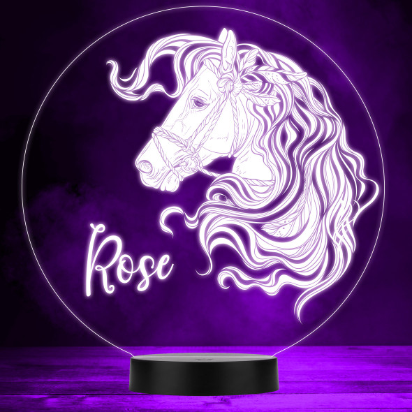 Horse With Long Curly Mane LED Lamp Personalized Gift Night Light