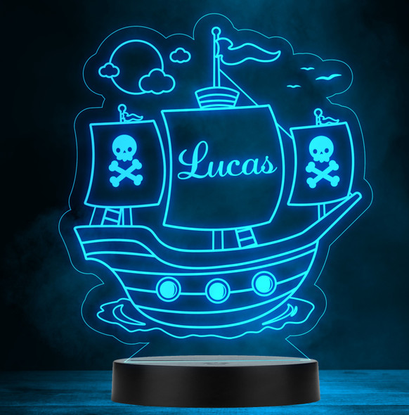 Pirate Ship Boat Personalized Gift Color Changing LED Lamp Night Light