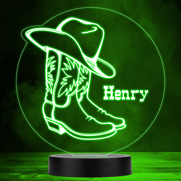 Cowboy Hat & Boots Color Changing Personalized Gift LED Lamp Night Light