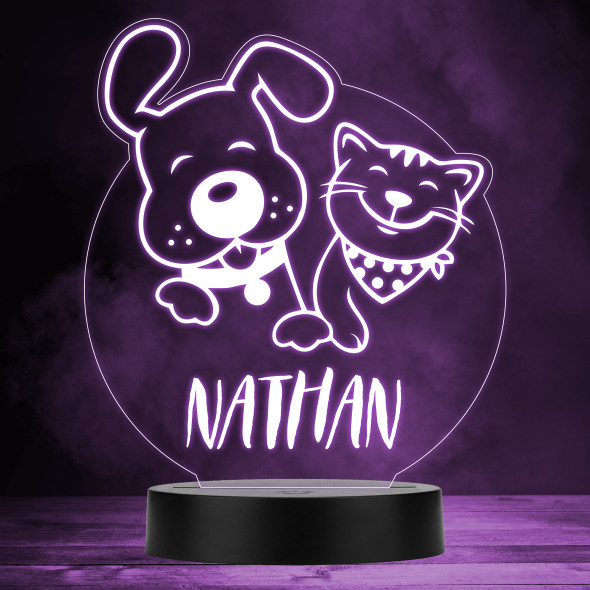 Cute Dog & Cat Cartoon Color Changing Personalized Gift LED Lamp Night Light