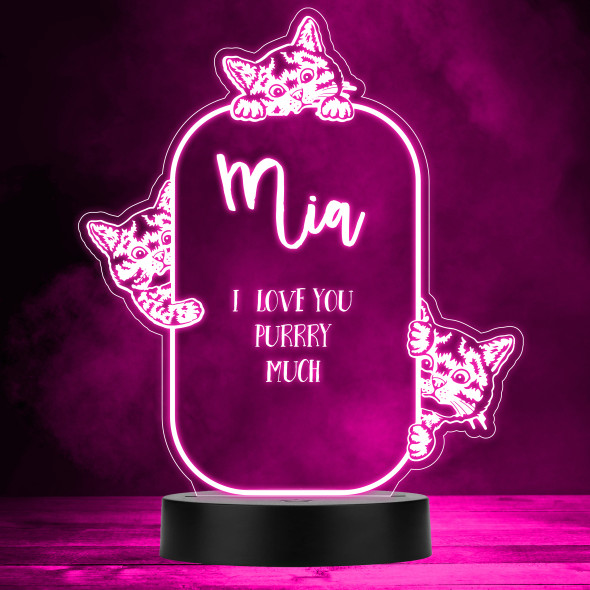 Cute Kittens I Love you Purry Much MultiColor Personalized Gift LED Lamp Night Light