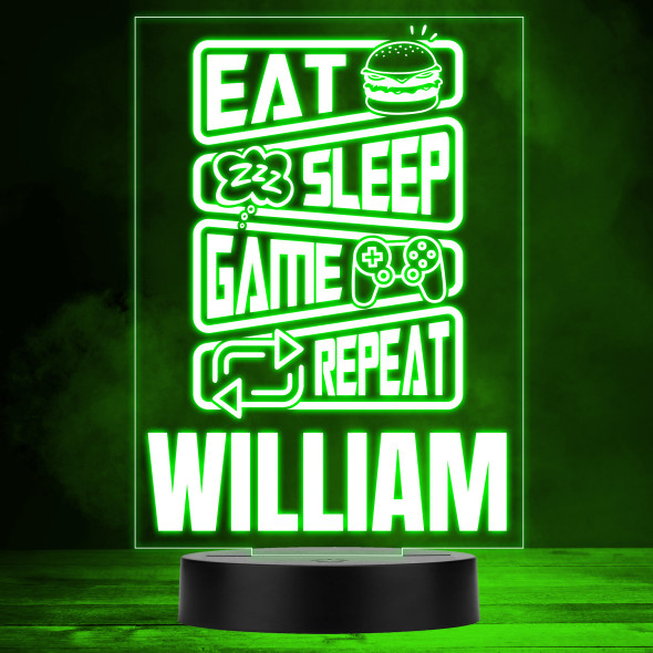 Eat Sleep Game Repeat Color Changing Personalized Gift LED Lamp Night Light