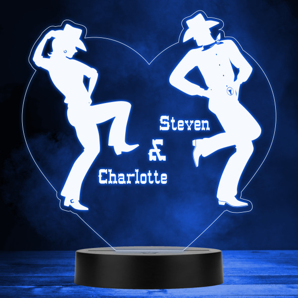 Heart Cowboy And Cowgirl Dancing MultiColor Personalized Gift Lamp Night Light