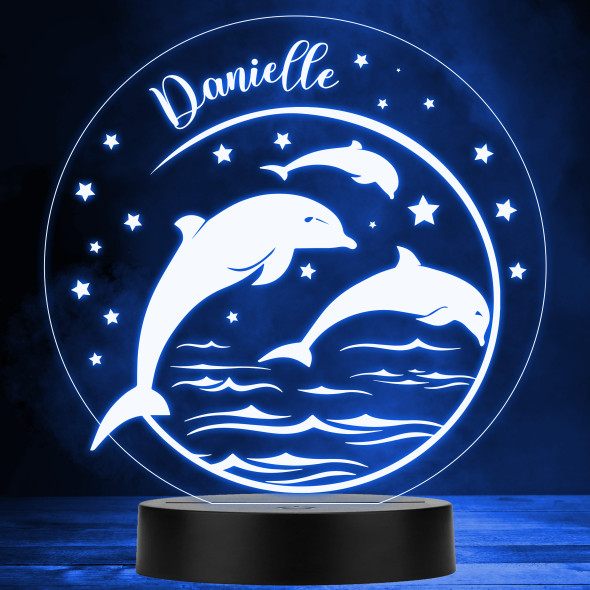 Jumping Dolphins Stars Color Changing Personalized Gift LED Lamp Night Light
