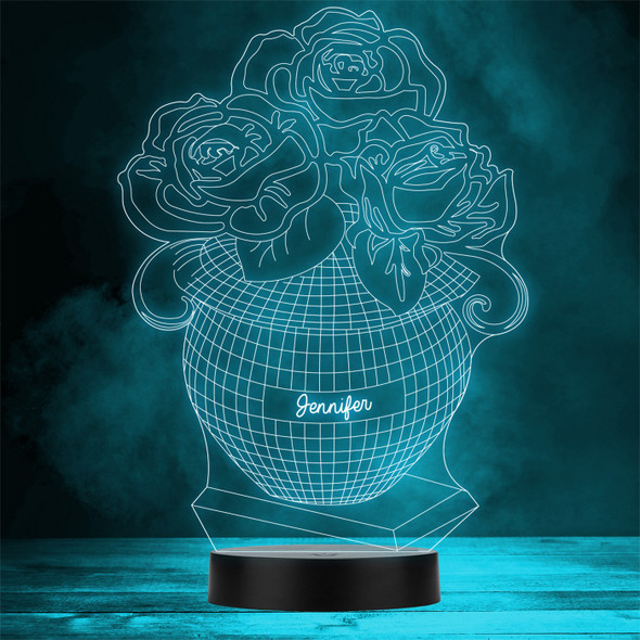 Geometric Vase of Roses 3D Style Personalized Gift Color Changing LED Lamp Night Light