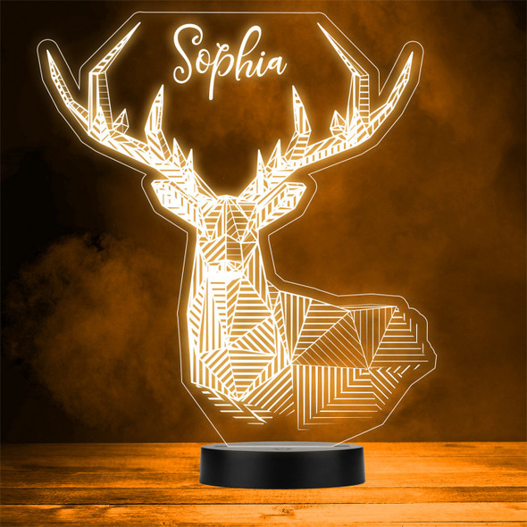 Geometrical Reindeer Low Poly Line Art Personalized Gift Any Color Lamp Night Light