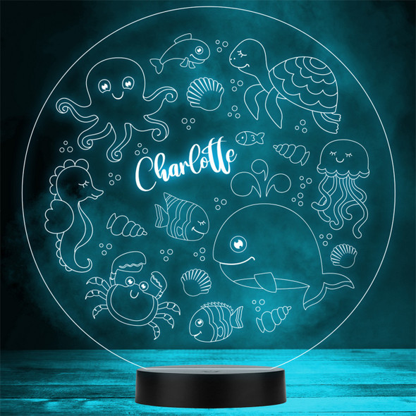 Kids Cute Sealife Animals Round Personalized Gift Color Changing LED Lamp Night Light