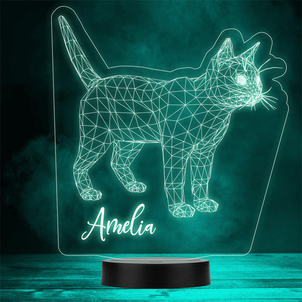 3D Style Cat Polygonal Lines Personalized Gift Color Changing LED Lamp Night Light