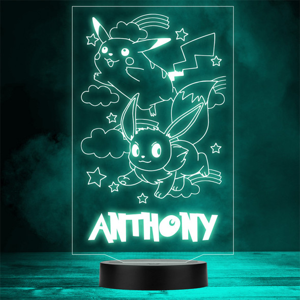 Pokemon Eevee And Pikachu Personalized Gift Color Changing LED Lamp Night Light