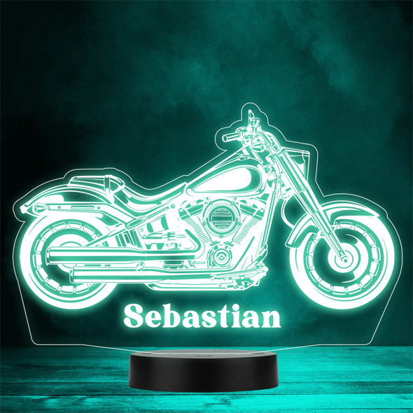 Vintage Motorcycle Silhouette Personalized Gift Color Changing LED Lamp Night Light