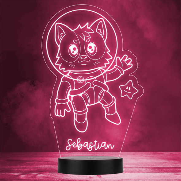 Space Astronaut Cat Star Personalized Gift Color Changing LED Lamp Night Light