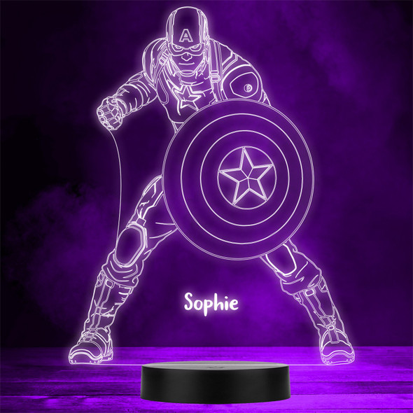 Captain America With Shield Marvel Superhero Custom Gift Color Lamp Night Light