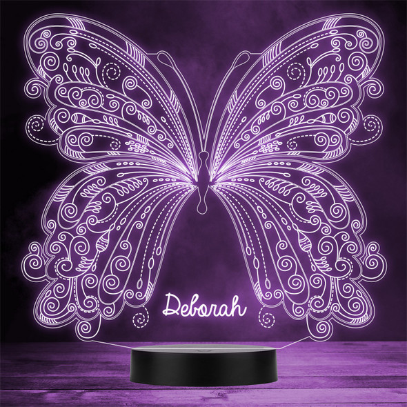 Pretty Butterfly & Swirls Personalized Gift Color Changing LED Lamp Night Light