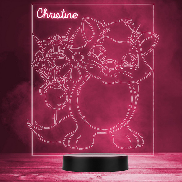 Skunk Bambi Holding Flowers Personalized Gift Color Changing LED Lamp Night Light