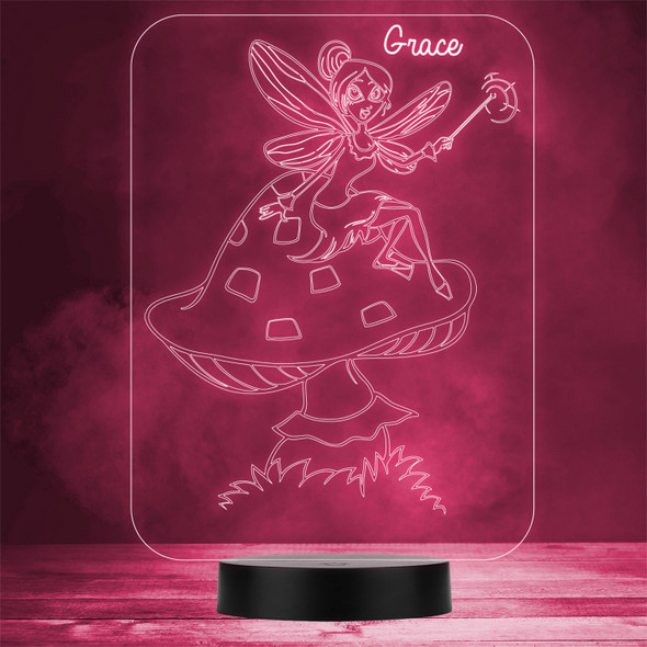 Fairy Sat On Mushroom Nature Personalized Gift Color Changing LED Lamp Night Light