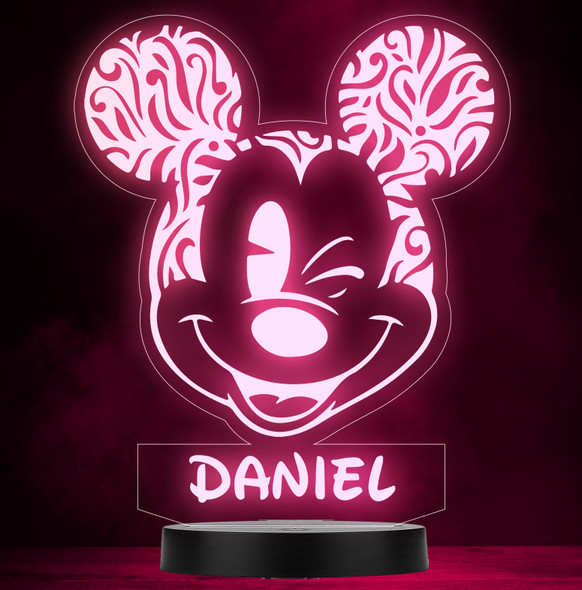 Kids Mickey Mouse Winking Personalized Gift Color Changing LED Lamp Night Light