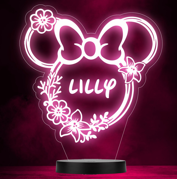 Minnie Mouse Floral Personalized Gift Color Changing LED Lamp Night Light