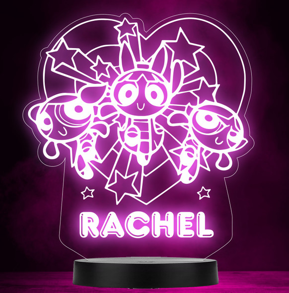 Powerpuff Girls Cartoon Text Tv Personalized Gift Color Changing Lamp Night Light