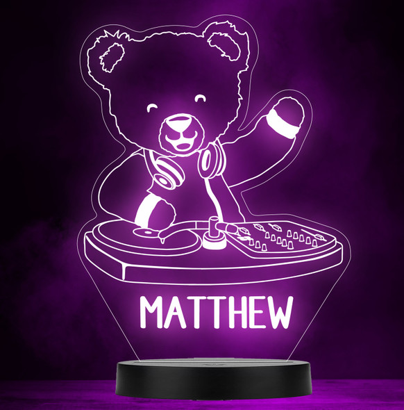 DJ Teddy Bear Music Name Personalized Gift Color Changing LED Lamp Night Light