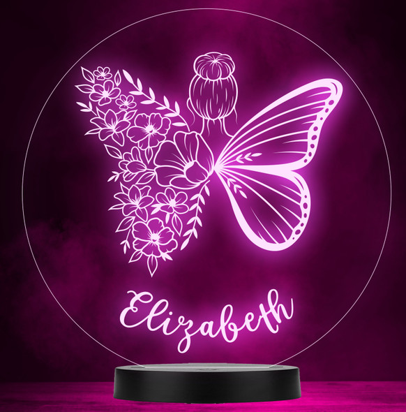 Fairy Butterfly Wings Floral Personalized Gift Color Changing Lamp Night Light