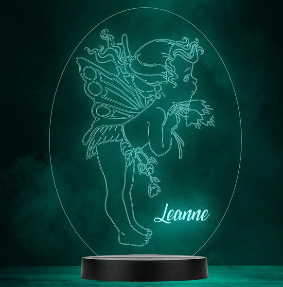 Fairy Cherub Flower Personalized Gift Color Changing LED Lamp Night Light