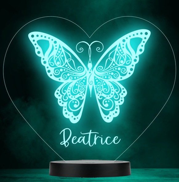 Girls Butterfly Heart Name Personalized Gift Color Changing LED Lamp Night Light