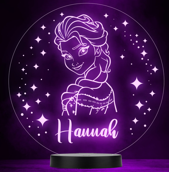 Girls Elsa Frozen Stars Personalized Gift Color Changing LED Lamp Night Light
