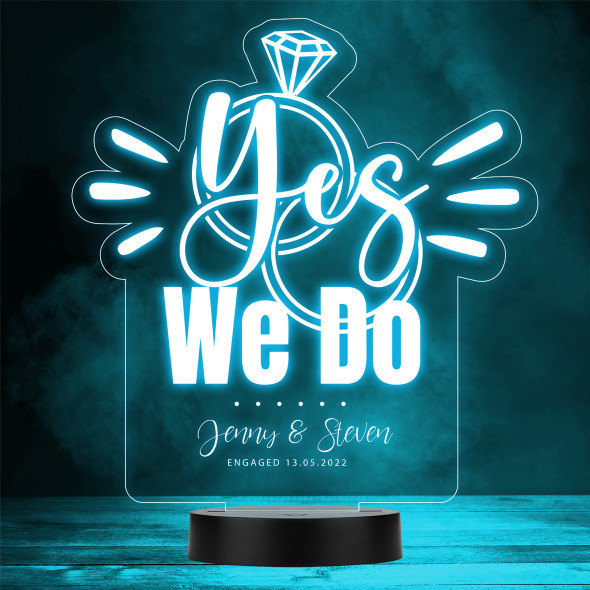 Yes We Do Engagement Ring Diamond Wedding Personalized Gift Color Lamp Night Light