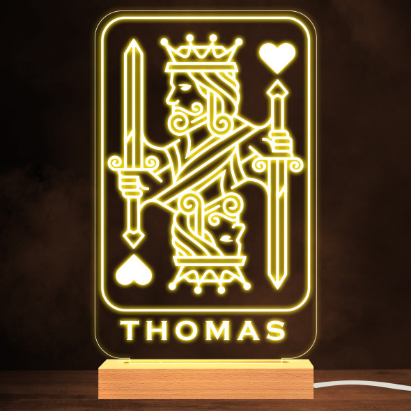King Of Hearts Playing Card Gambling Player Personalized Gift Lamp Night Light