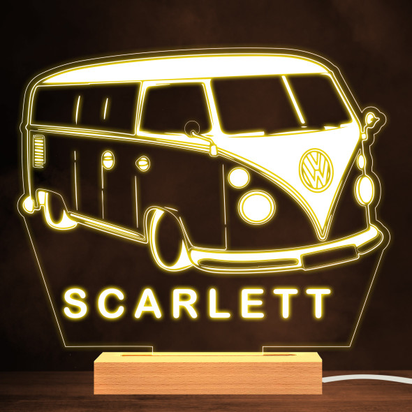 Vw Classic Retro Camper Van Motor Fan Personalized Gift Warm White Lamp Night Light