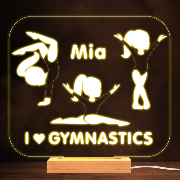 Girls I Love Gymnastics Fitness Poses Gymnast Personalized White Lamp Night Light