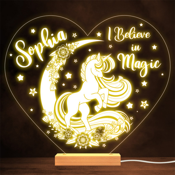 Unicorn Flowers Stars Crescent Moon Magic Lamp Personalized Gift Night Light