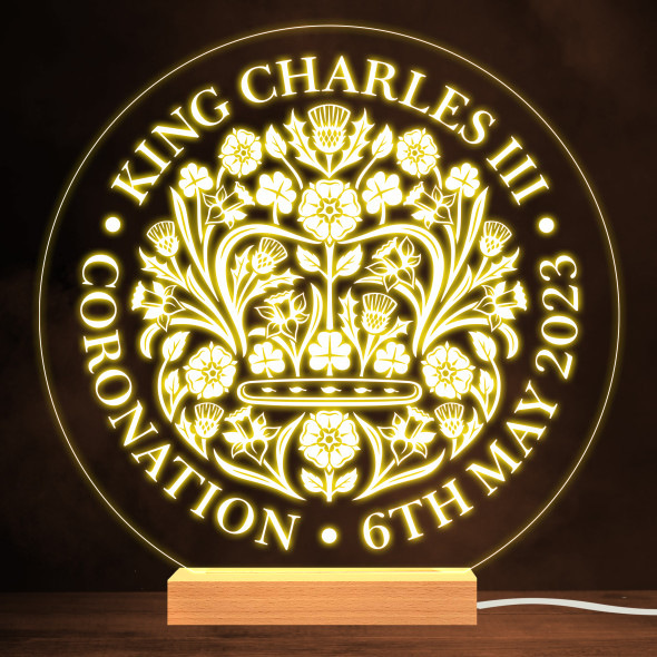Official Emblem King Charles Coronation Souvenir Warm White Lamp Night Light