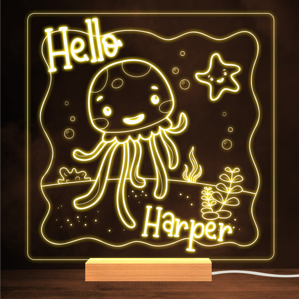 Happy Jellyfish Sea Life Starfish Warm White Lamp Personalized Gift Night Light