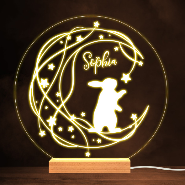 Star Crescent Moon Bunny Warm White Lamp Personalized Gift Night Light