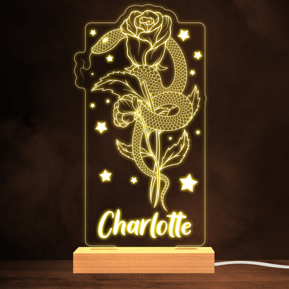 Pretty Rose Snake & Stars Warm White Lamp Personalized Gift Night Light