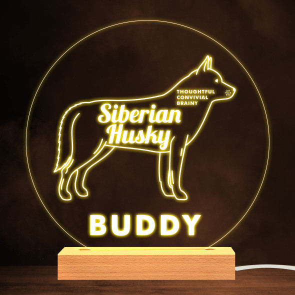 Siberian Husky Dog Pet Silhouette Warm White Lamp Personalized Gift Night Light