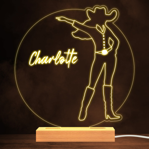 Cowgirl Standing Western Warm White Lamp Personalized Gift Night Light