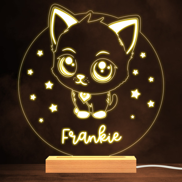 Cute Kitten & Stars Warm White Lamp Personalized Gift Night Light