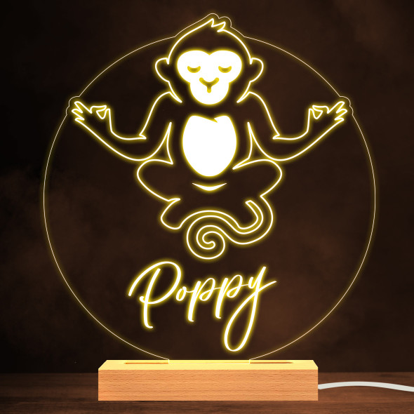 Funny Meditating Monkey Warm White Lamp Personalized Gift Night Light