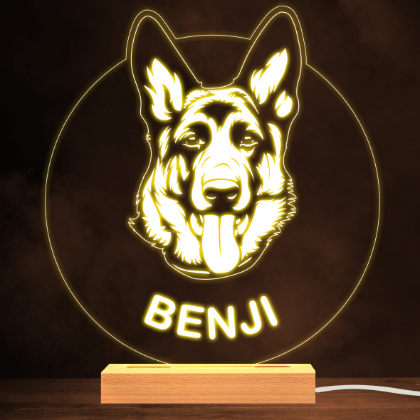 German Shepherd Dog Pet Silhouette Warm White Lamp Personalized Gift Night Light